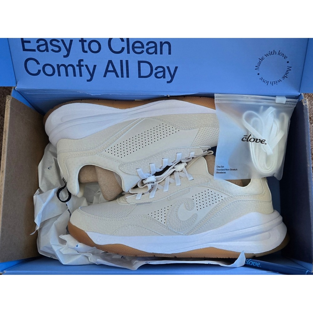 Clove Strada Women 8.5 Nursing Shoes Sand White Gum Waterproof Non-Slip Sneakers